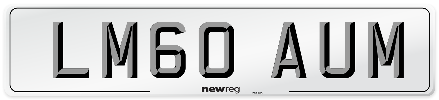 LM60 AUM Number Plate from New Reg